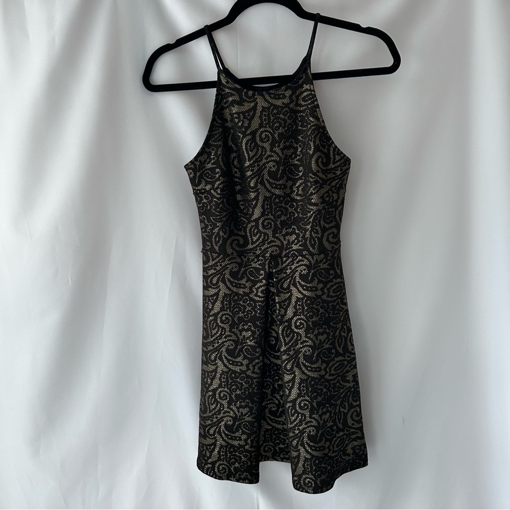 Aqua Black and Gold Swirl Mini Dress